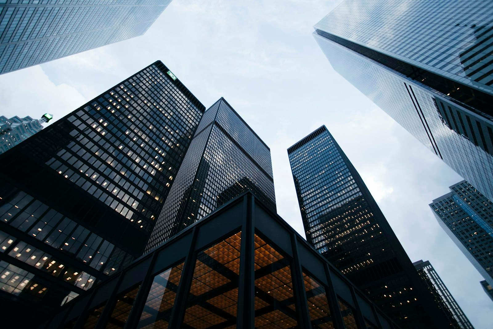 Looking up at office towers